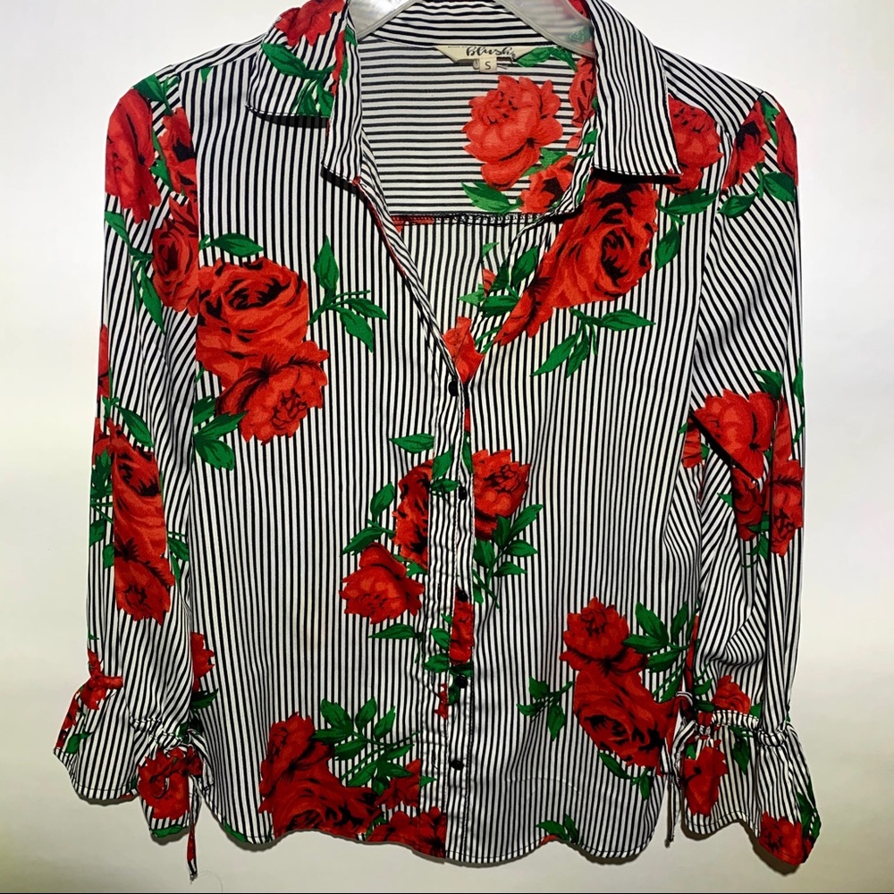 Striped floral shirt blusa floreada